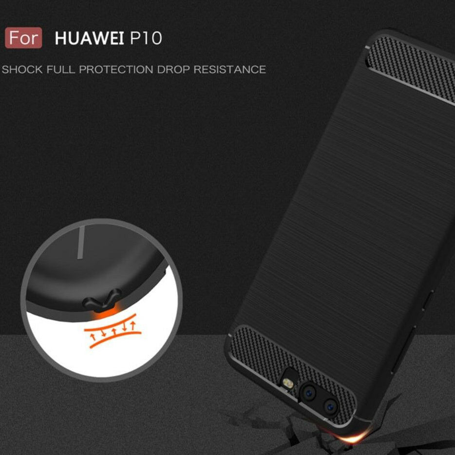 Cover til Huawei P10, Techsuit, Carbon, Sort