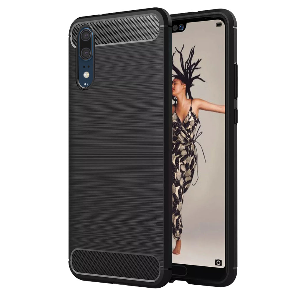Cover til Huawei P20, Techsuit, Carbon, Sort