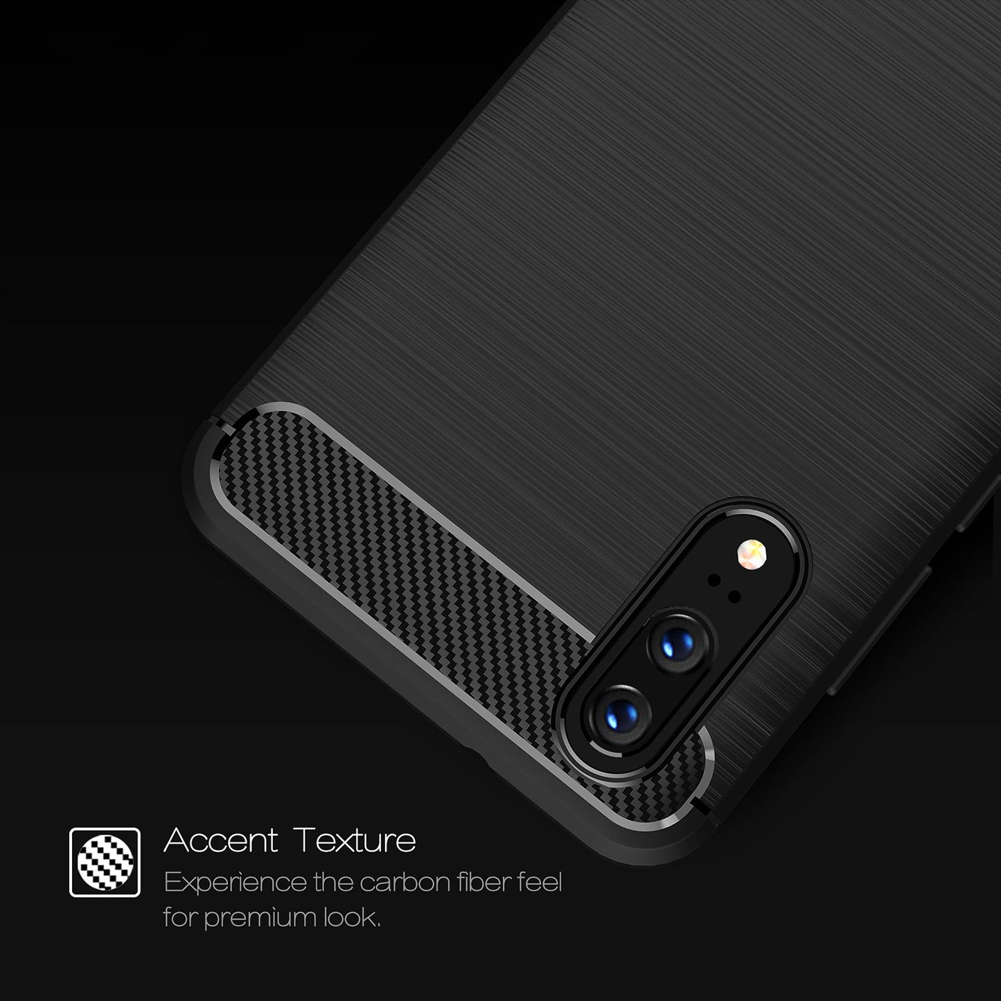 Cover til Huawei P20, Techsuit, Carbon, Sort