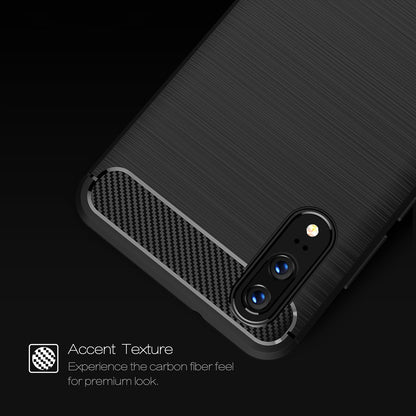 Cover til Huawei P20, Techsuit, Carbon, Sort