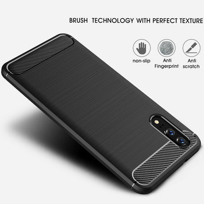 Cover til Huawei P20, Techsuit, Carbon, Sort