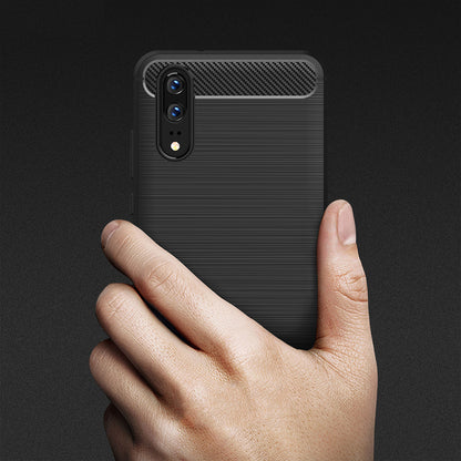 Cover til Huawei P20, Techsuit, Carbon, Sort