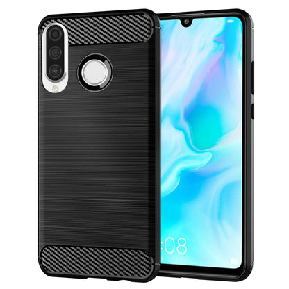 Cover til Huawei P30 lite New Edition / P30 lite, Techsuit, Carbon, Sort