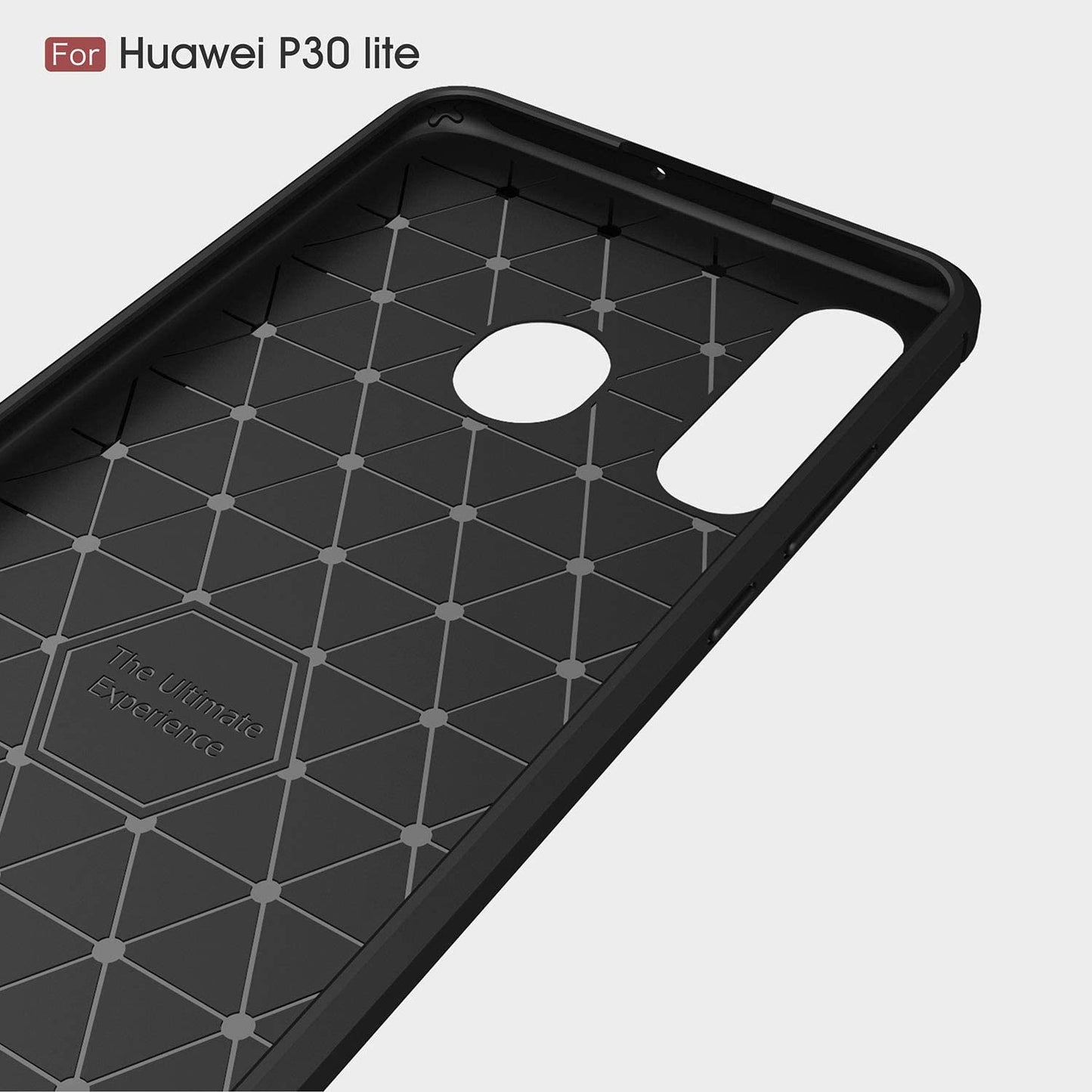 Cover til Huawei P30 lite New Edition / P30 lite, Techsuit, Carbon, Sort