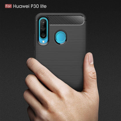 Cover til Huawei P30 lite New Edition / P30 lite, Techsuit, Carbon, Sort
