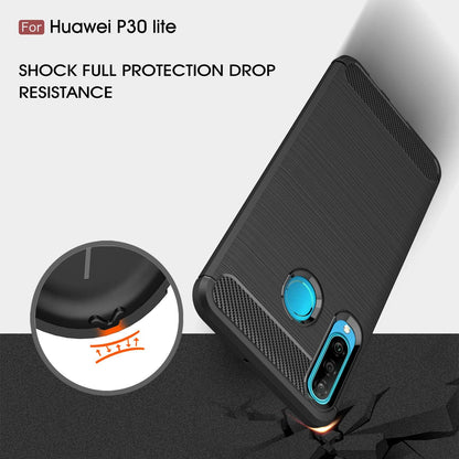 Cover til Huawei P30 lite New Edition / P30 lite, Techsuit, Carbon, Sort