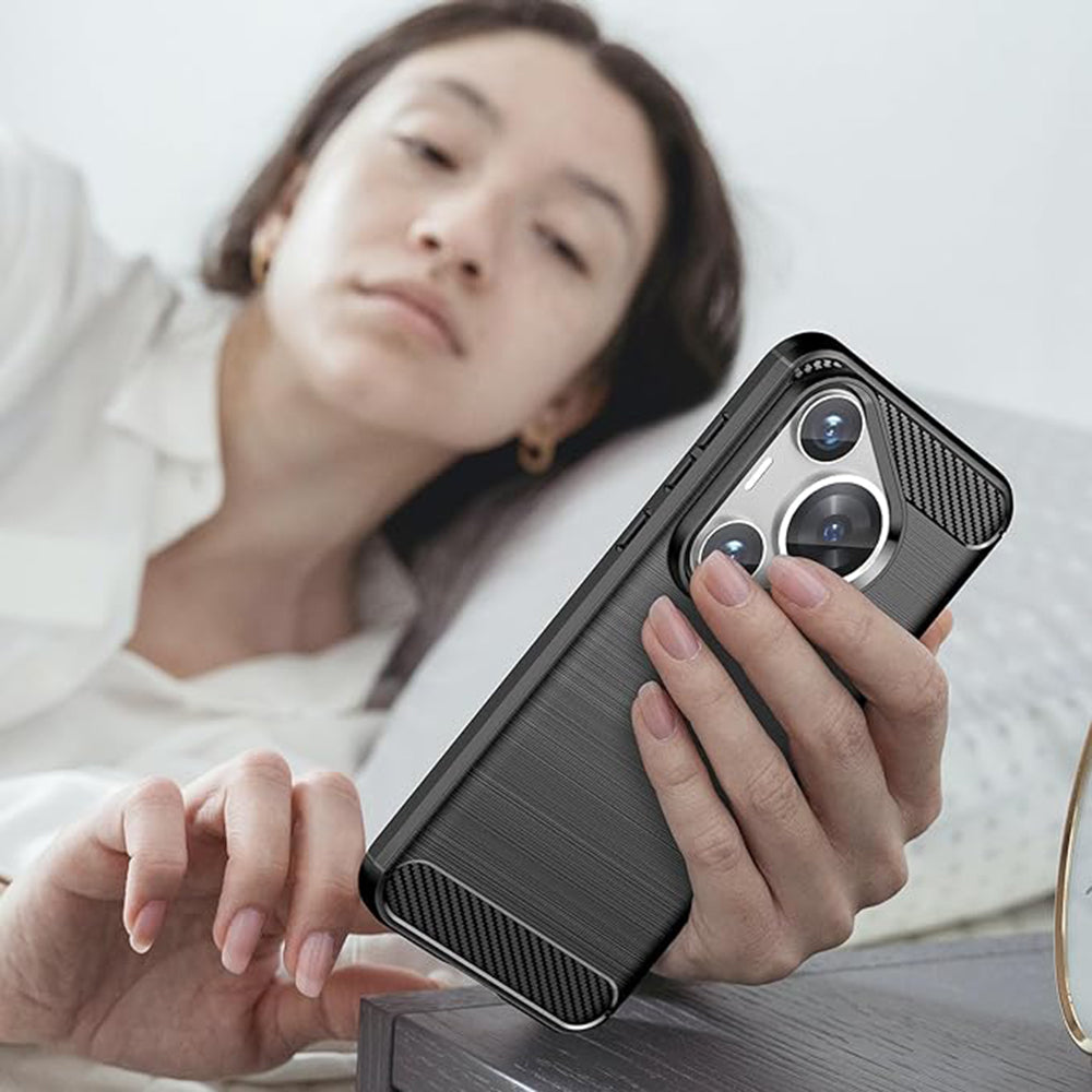 Cover til Huawei Pura 70, Techsuit, Carbon, Sort