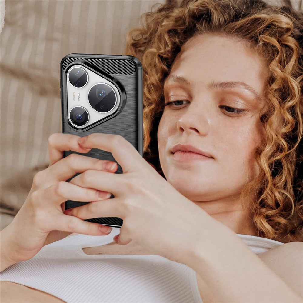 Cover til Huawei Pura 80 Pro / Pura 80 Ultra, Techsuit, Carbon, Sort
