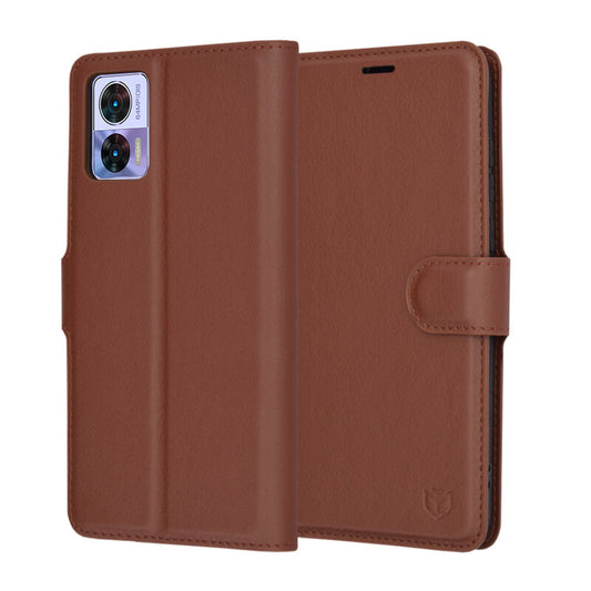 Cover til Motorola Edge 30 Neo, Techsuit, Leather Folio, Brun