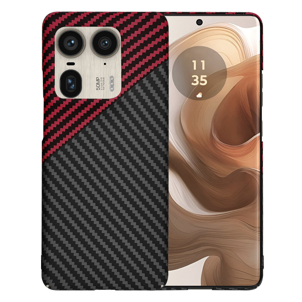 Cover til Motorola Edge 50 Ultra, Techsuit, Carbonite FiberShell, Sort Rød