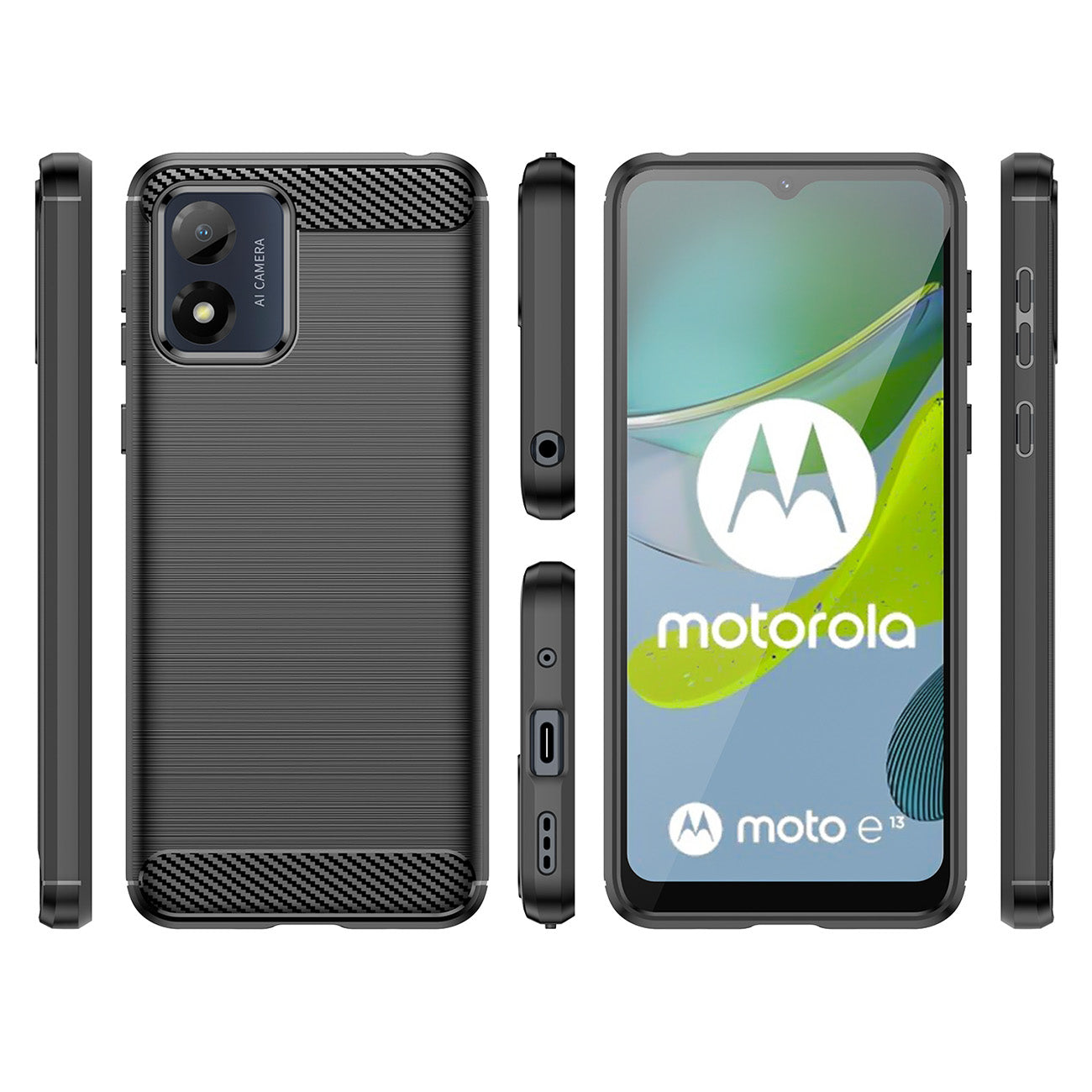 Cover til Motorola Moto E13, OEM, Carbon, Sort