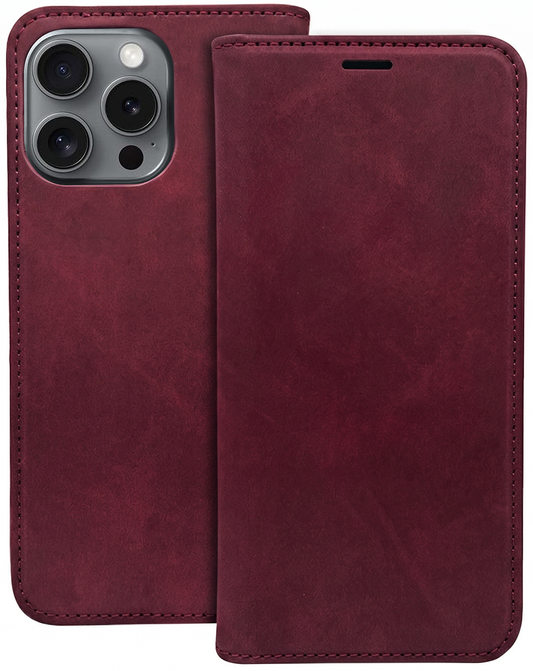Cover til Motorola Moto G34, OEM, Smart Suede, Vinrød