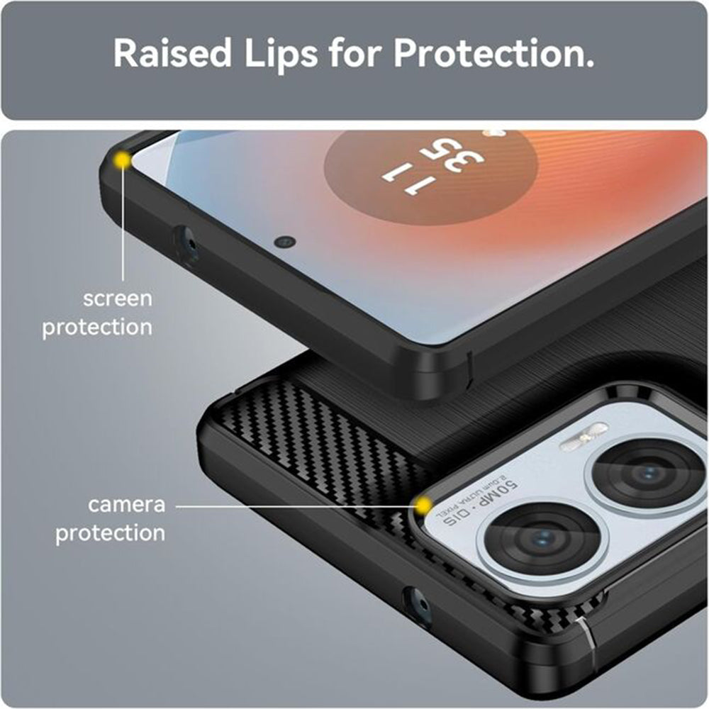 Cover til Motorola Moto E15 / G05, Techsuit, Carbon, Sort