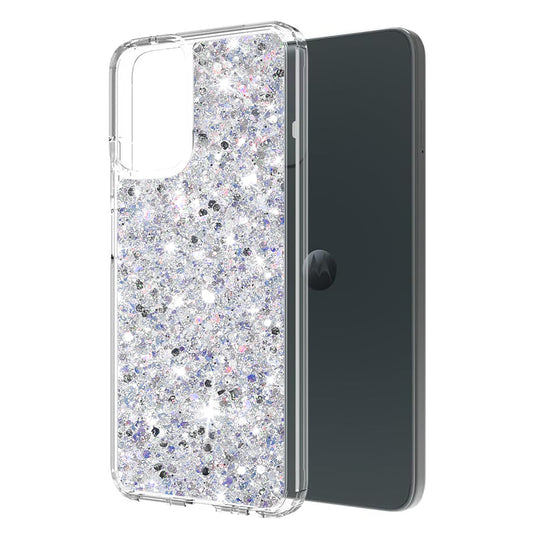 Cover til Motorola Moto G45 / G34, Techsuit, Glitrende Glitter, Hvid
