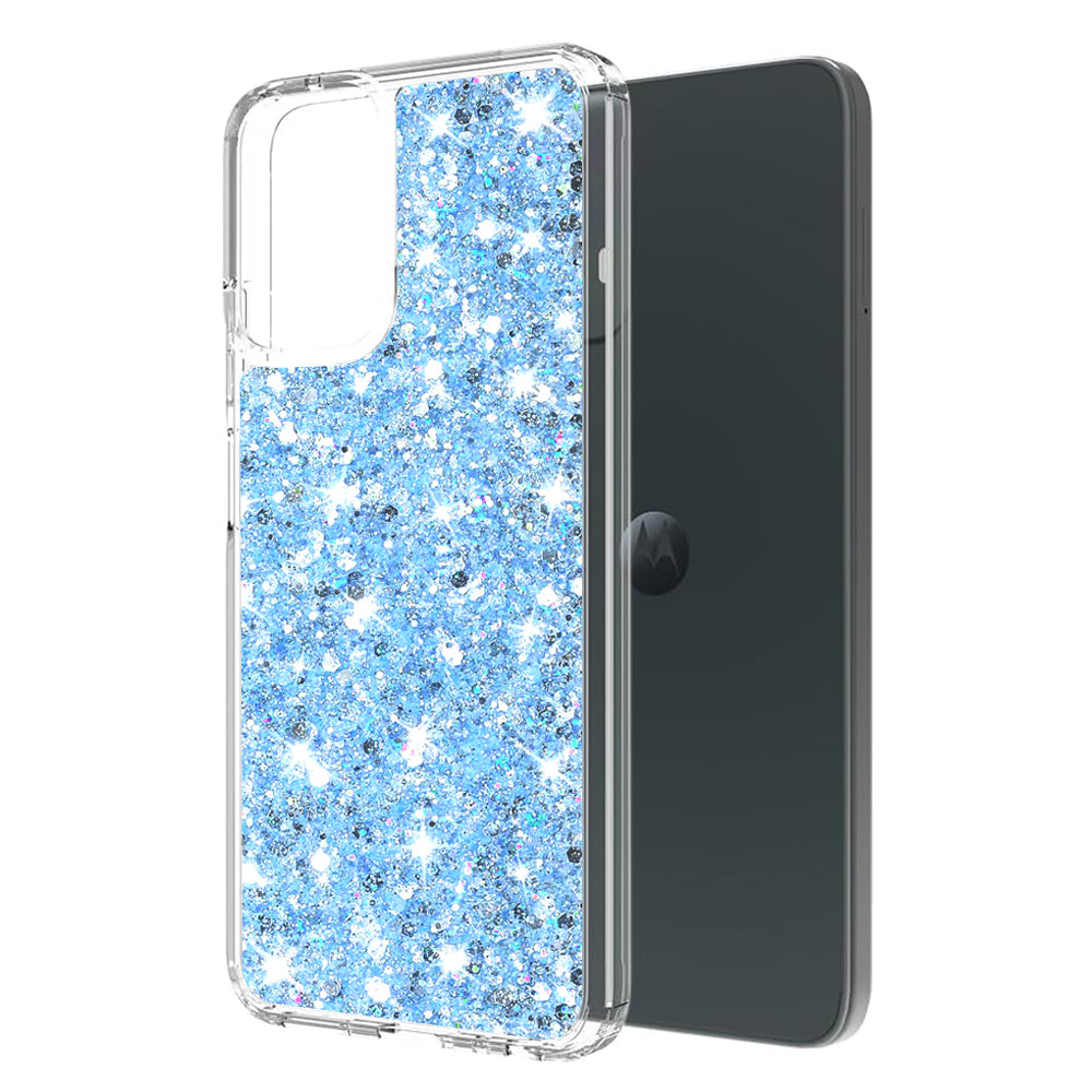 Cover til Motorola Moto G45 / G34, Techsuit, Glitrende Glitter, Blå