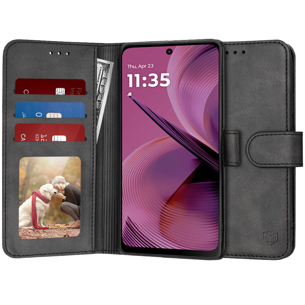 Cover til Motorola Moto G55, Techsuit, Diary Book, Sort