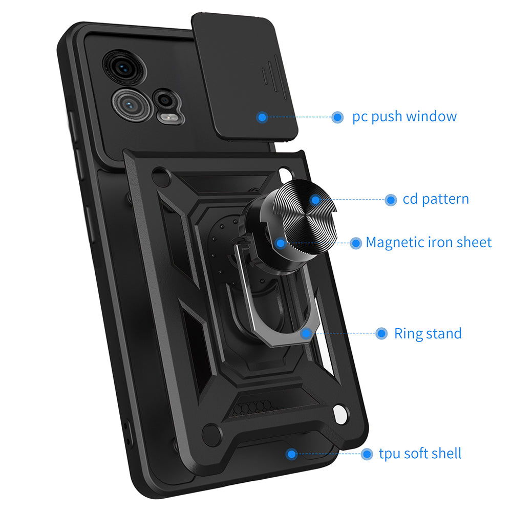 Cover til Motorola Moto G72, Techsuit, CamShield, Sort
