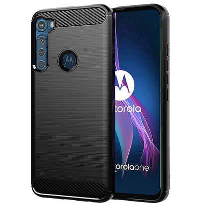 Cover til Motorola One Fusion+, Techsuit, Carbon, Sort