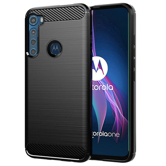 Cover til Motorola One Fusion+, Techsuit, Carbon, Sort