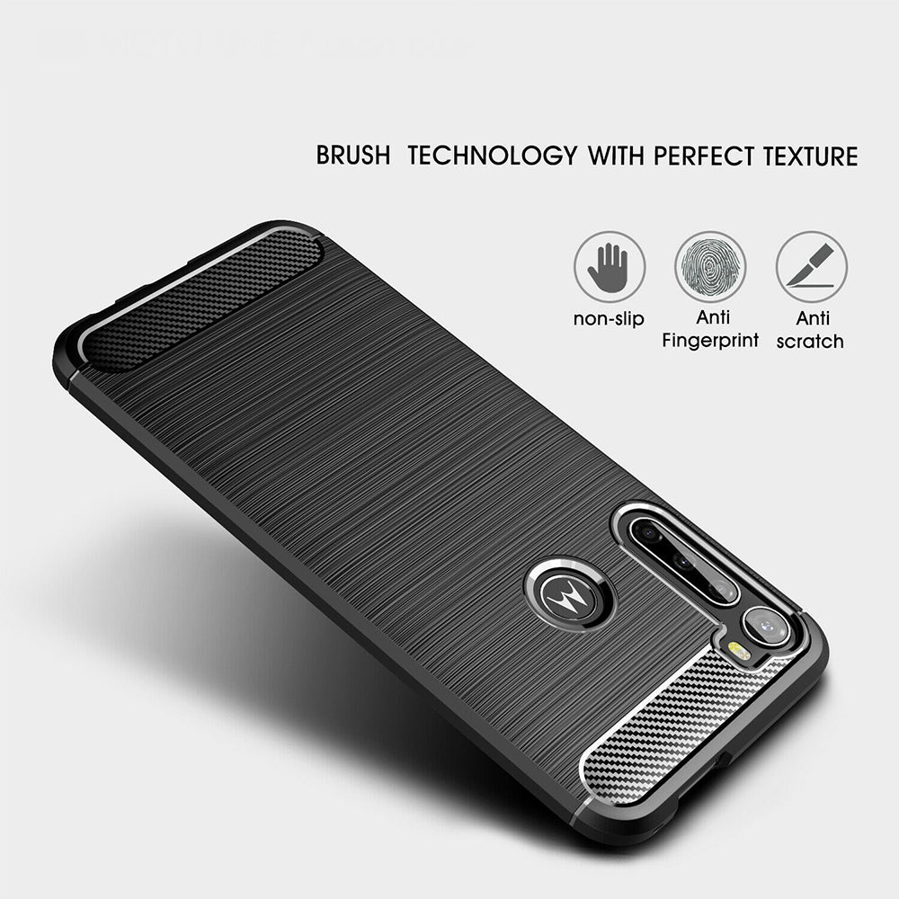 Cover til Motorola One Fusion+, Techsuit, Carbon, Sort