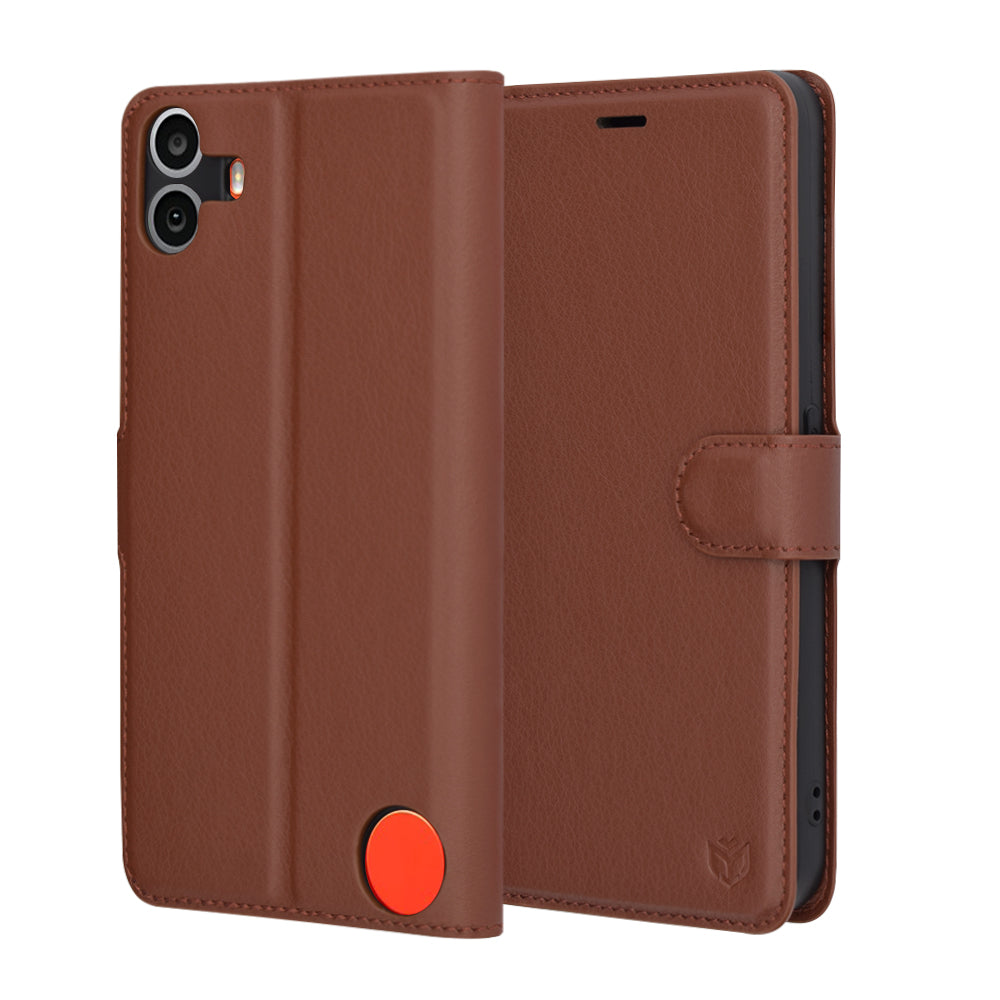 Cover til Nothing CMF Phone 1, Techsuit, Leather Folio, Brun