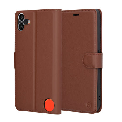 Cover til Nothing CMF Phone 1, Techsuit, Leather Folio, Brun
