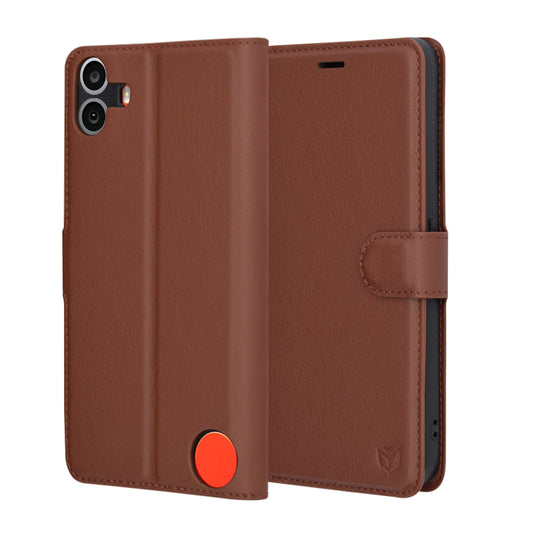 Cover til Nothing CMF Phone 1, Techsuit, Leather Folio, Brun