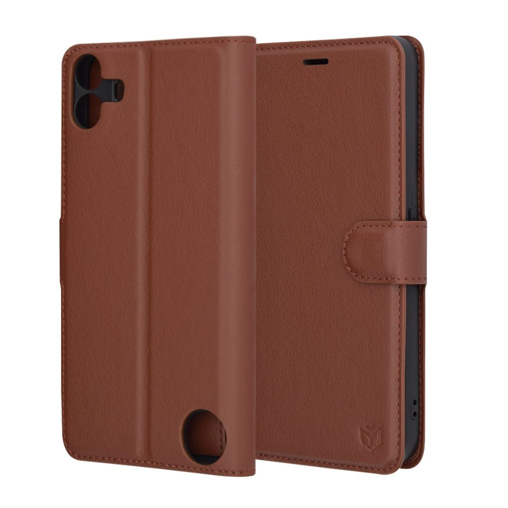 Cover til Nothing CMF Phone 1, Techsuit, Leather Folio, Brun