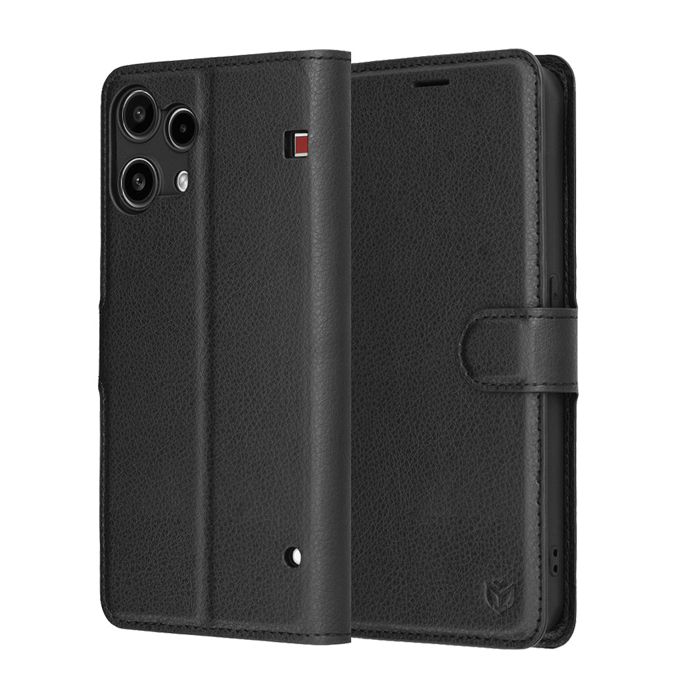 Etui til Nothing Phone (3a) Lite, Techsuit, Leather Folio, Sort