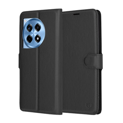 Cover til OnePlus 12R, Techsuit, Leather Folio, Sort