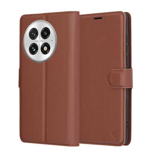 Cover til OnePlus 13, Techsuit, Leather Folio, Brun