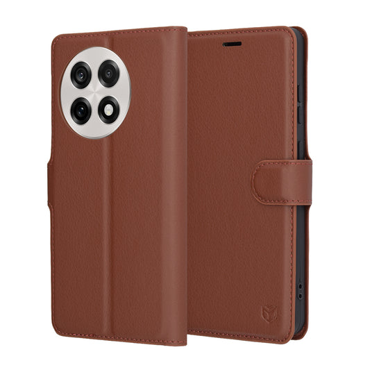 Cover til OnePlus 13R, Techsuit, Leather Folio, Brun
