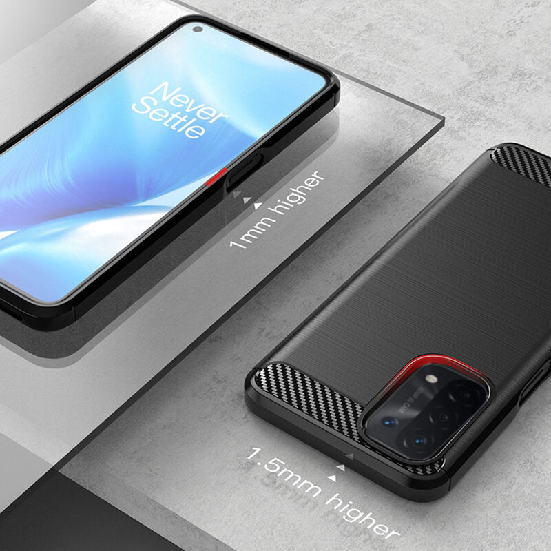 Cover til OnePlus Nord N200 5G / Oppo A74 5G / A54 5G, Techsuit, Carbon, Sort