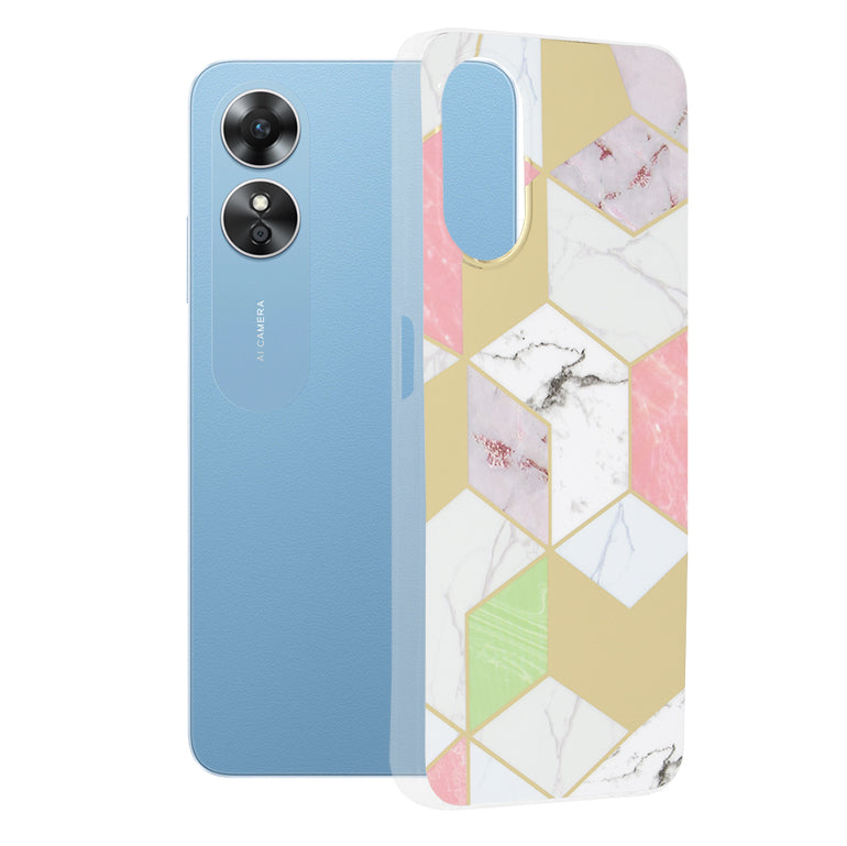 Cover til Oppo A17, Techsuit, Marble, Lilla