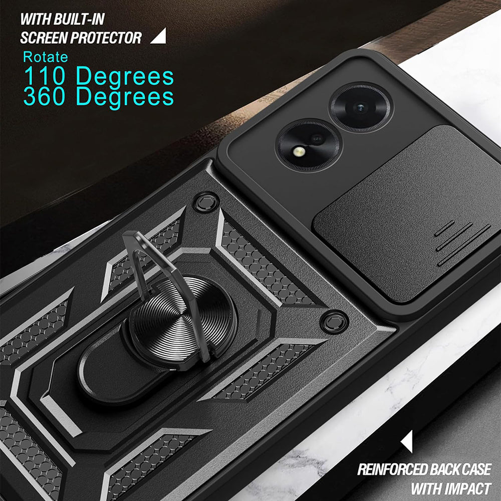 Cover til Oppo A18 / A38, Techsuit, CamShield, Sort
