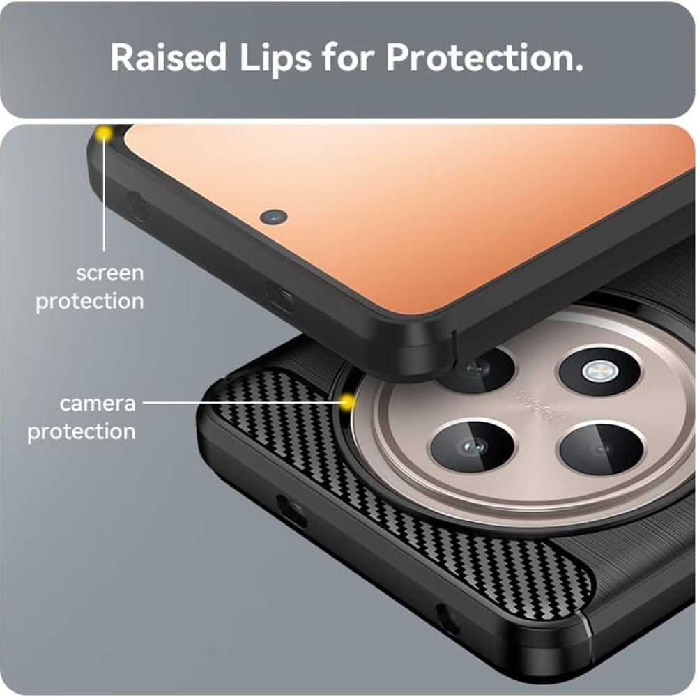 Cover til Oppo Reno12 FS 5G / Reno12 FS 4G / Reno12 F 4G / Reno12 F, Techsuit, Carbon, Sort