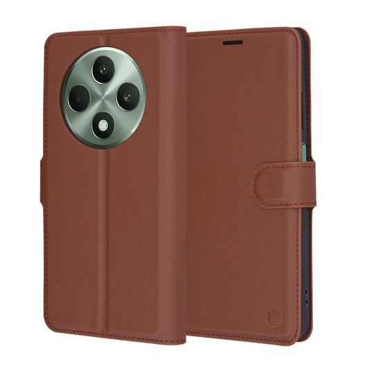 Etui til Oppo Reno12 FS 5G / Reno12 FS 4G / Reno12 F 4G / Reno12 F, Techsuit, Leather Folio, Brun