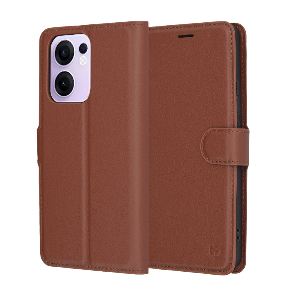 Case for Oppo Reno13 FS 5G / Reno13 F 4G / Reno13 F, Techsuit, Leather Folio, Brown