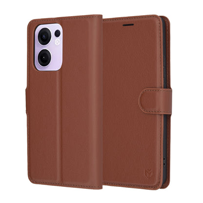 Case for Oppo Reno13 FS 5G / Reno13 F 4G / Reno13 F, Techsuit, Leather Folio, Brown