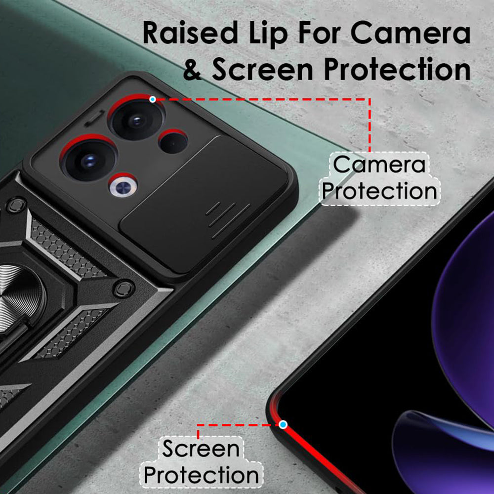 Cover til Oppo Reno13, Techsuit, CamShield, Sort