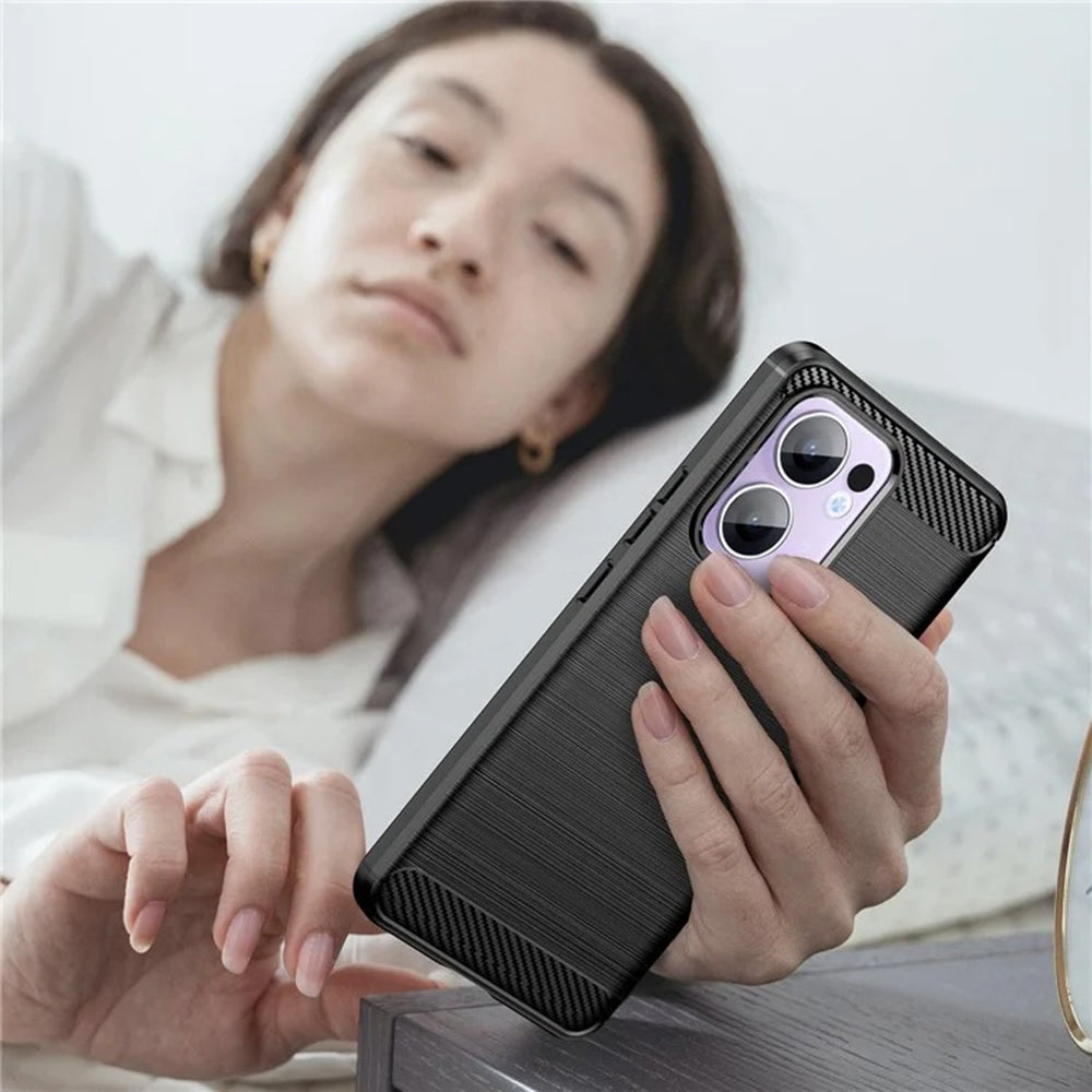 Cover til Oppo Reno13, Techsuit, Carbon, Sort