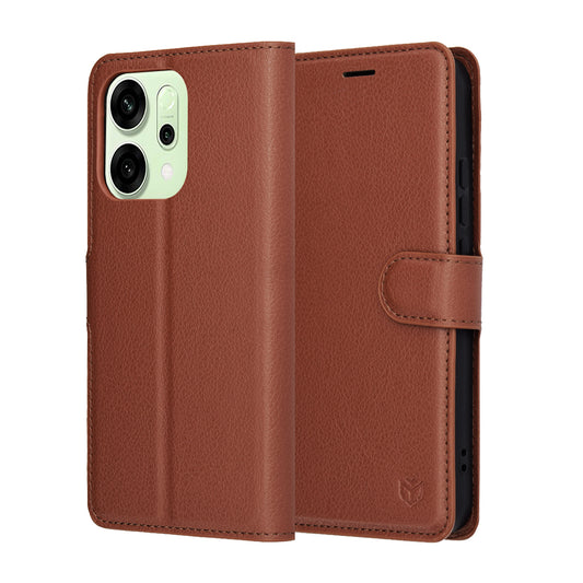 Etui til Oppo Reno14, Techsuit, Leather Folio, Brun