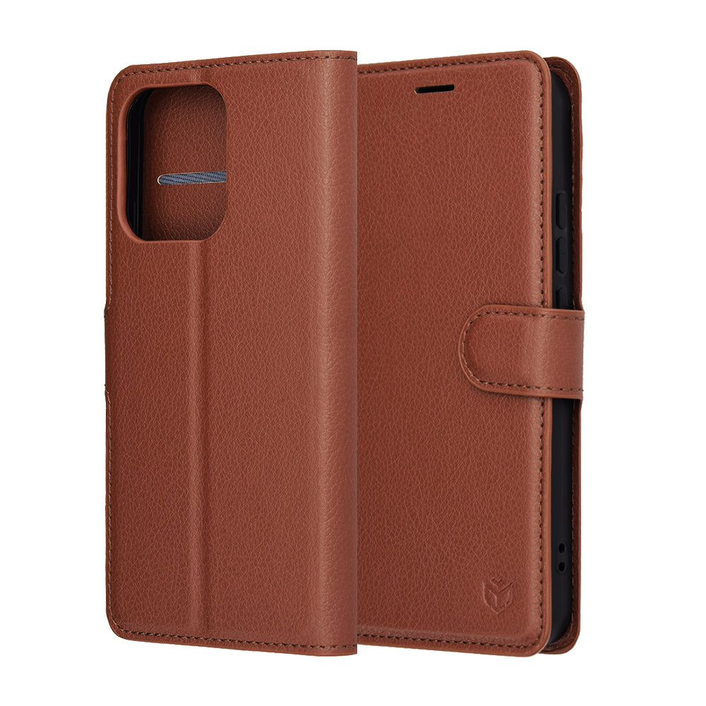Etui til Oppo Reno14, Techsuit, Leather Folio, Brun