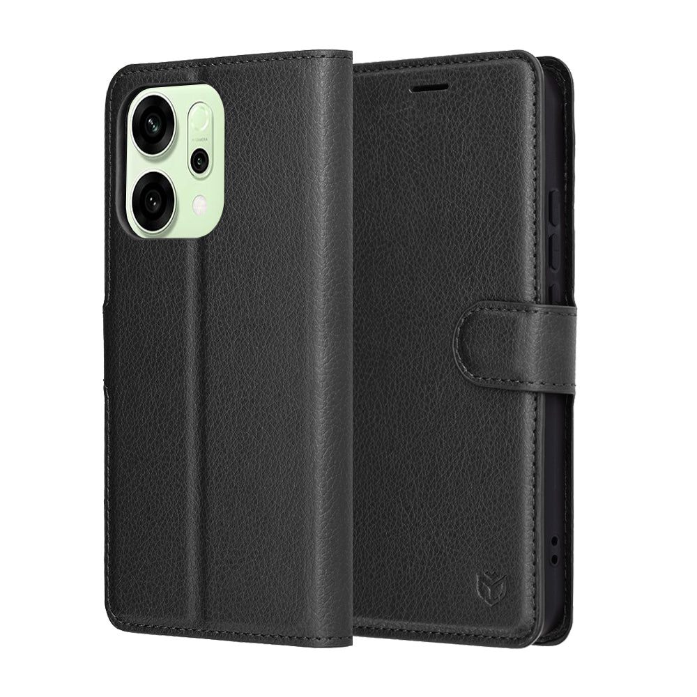 Etui til Oppo Reno14, Techsuit, Leather Folio, Sort