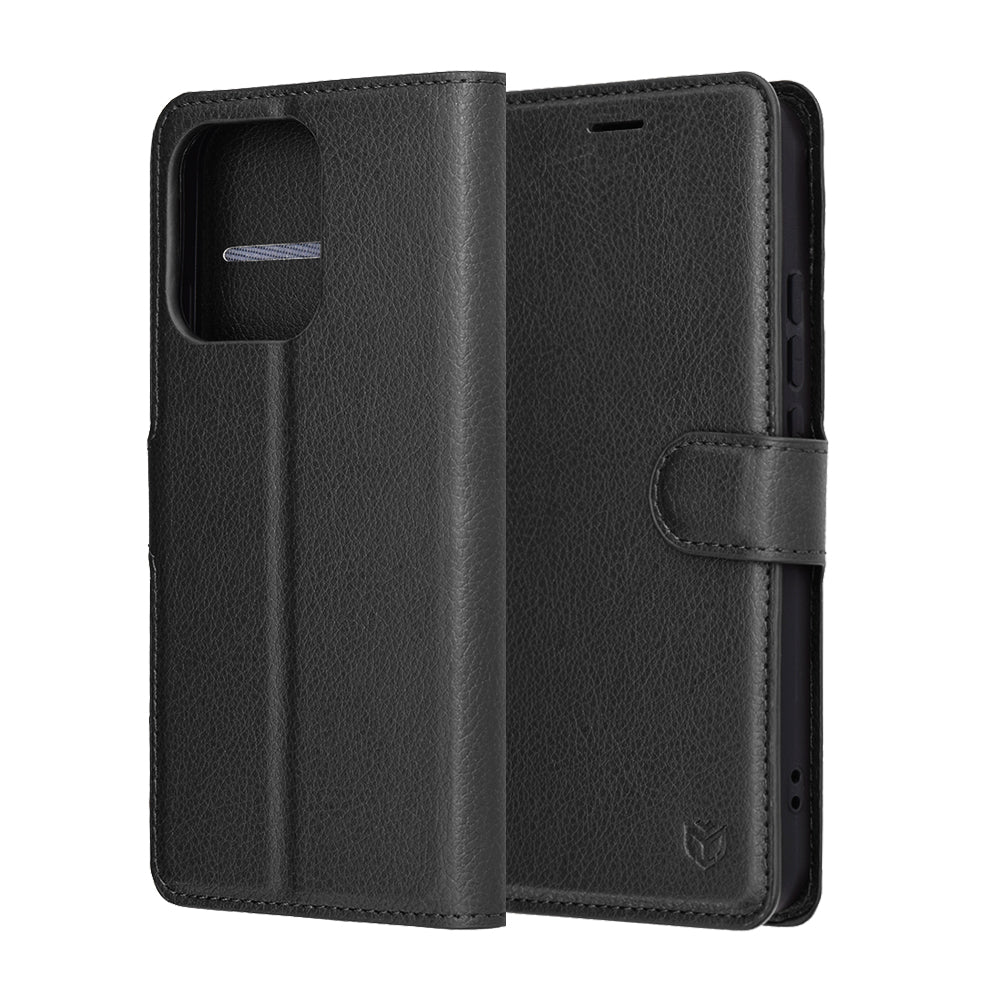 Etui til Oppo Reno14, Techsuit, Leather Folio, Sort