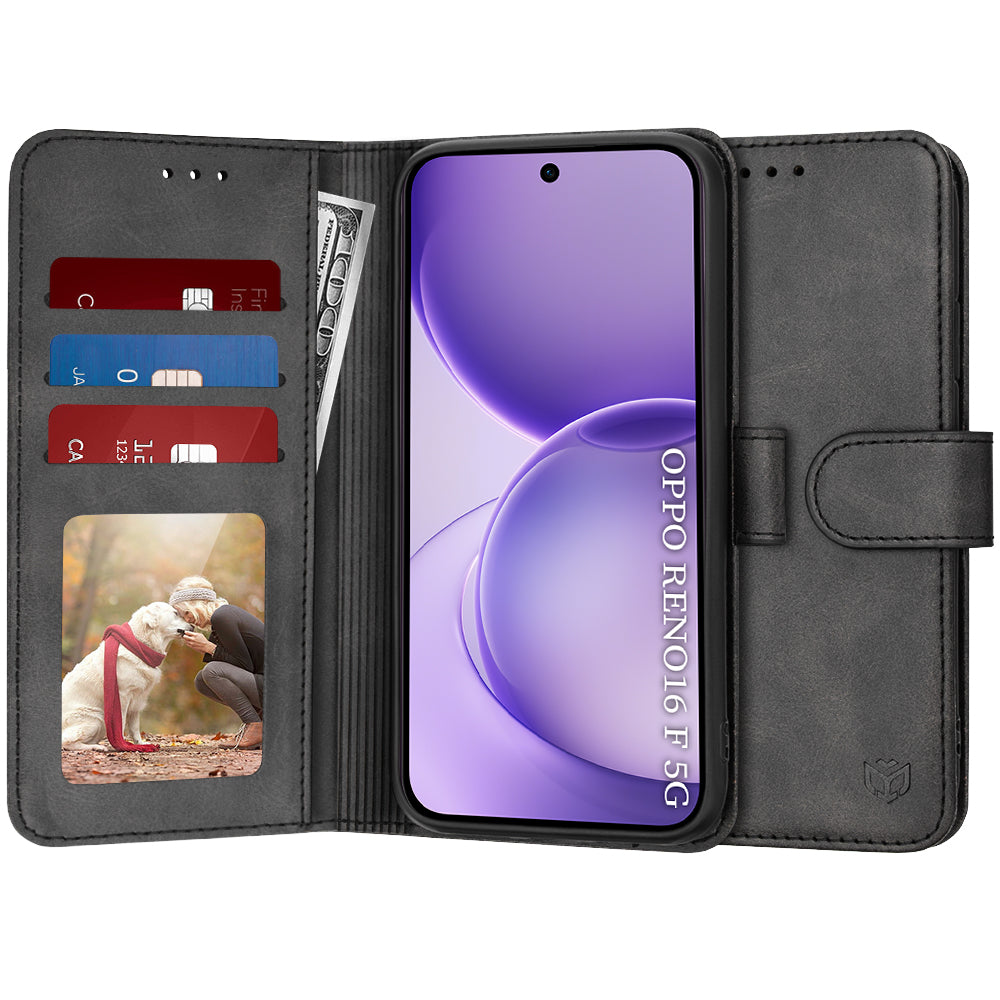 Cover til Oppo Reno16 F / Reno16 FS, Techsuit, Diary Book, Sort