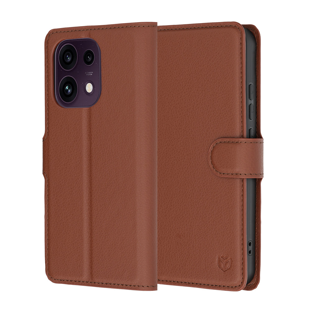 Cover til Oppo Reno16 F / Reno16 FS, Techsuit, Leather Folio, Brun