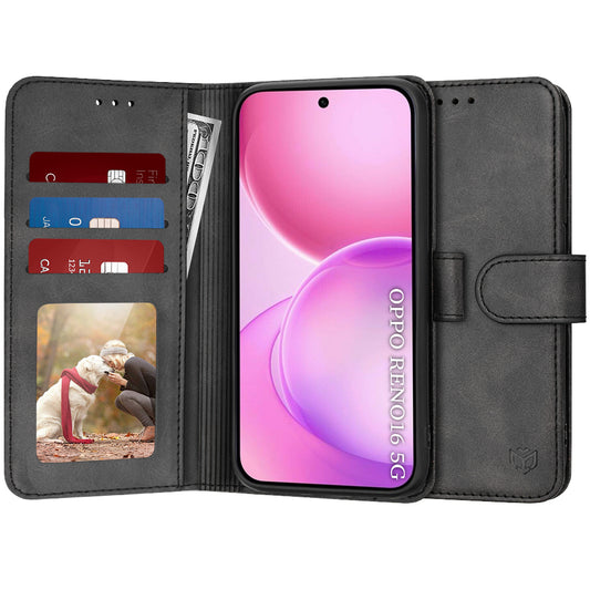 Cover til Oppo Reno16 / Reno16 Pro, Techsuit, Diary Book, Sort