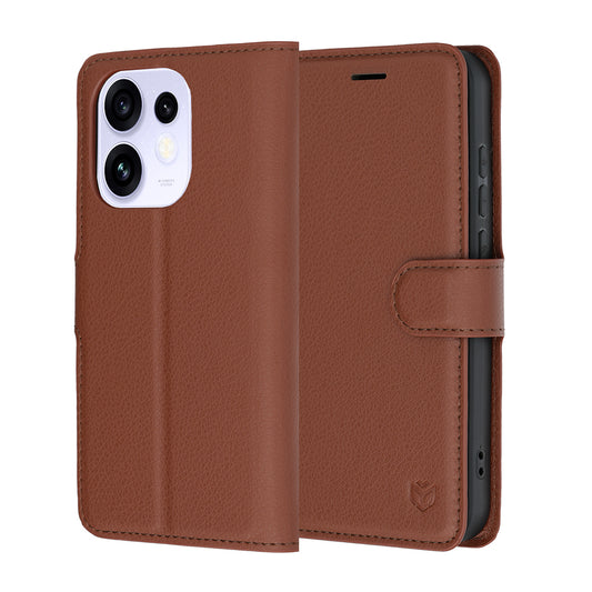 Cover til Oppo Reno16 / Reno16 Pro, Techsuit, Leather Folio, Brun
