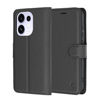 Cover til Oppo Reno16 / Reno16 Pro, Techsuit, Leather Folio, Sort